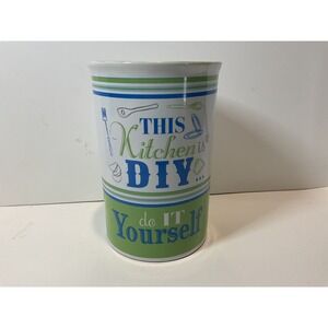 Giftcraft Food for Thought Stoneware Utensil Holder DIY Kitchen Green Blue White